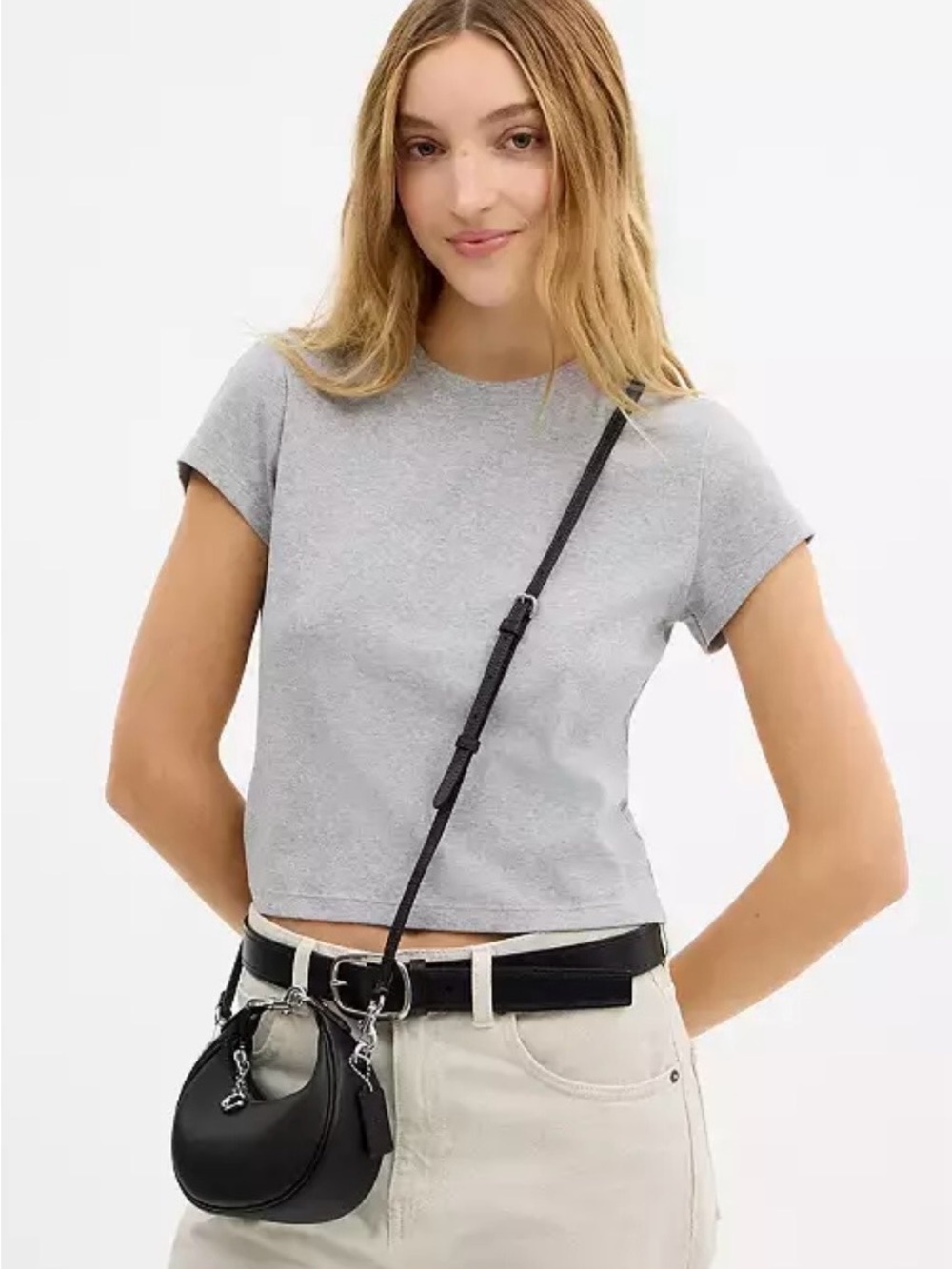 Coach Black Leather Crossbody Double Pouch Bag